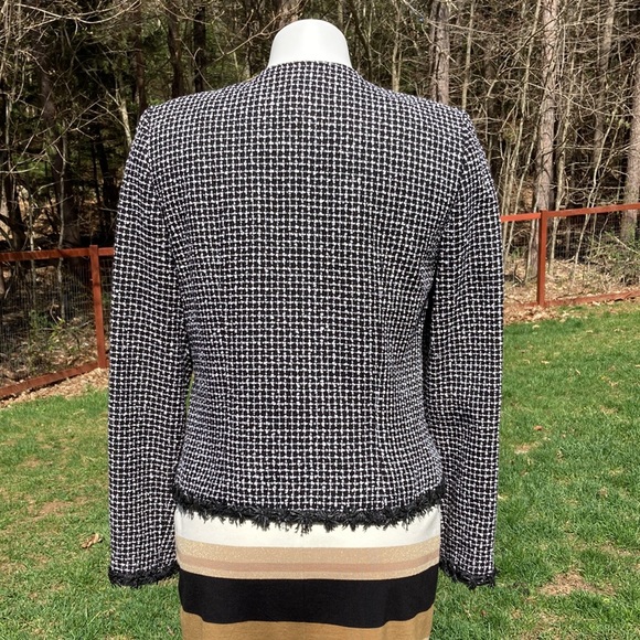 Anthracite zipper or open black and white bouclé jacket with liner size 6 - Picture 5 of 7